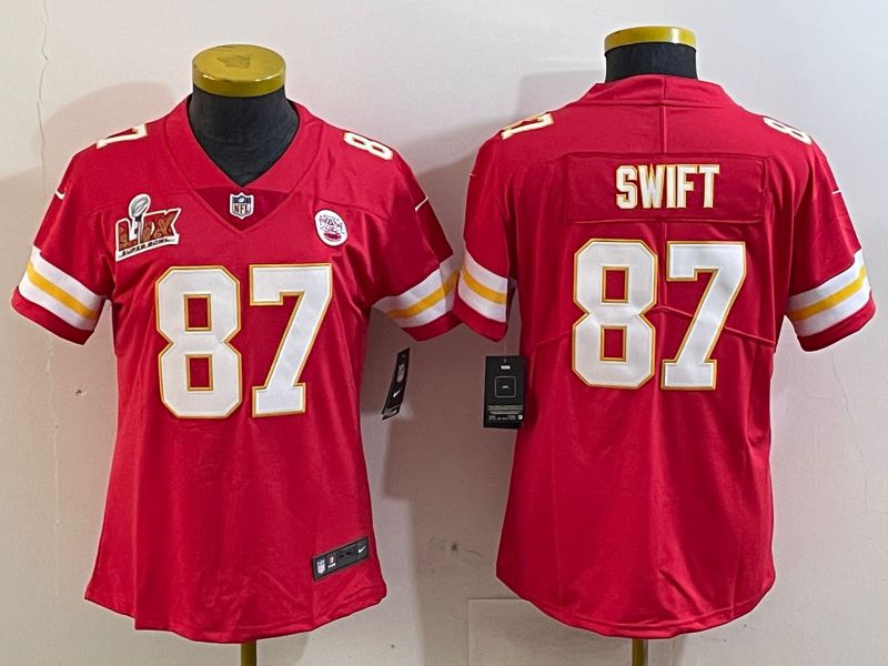Women Kansas City Chiefs 87 Swift Red 2025 Nike Vapor Limited NFL Jersey style 1
